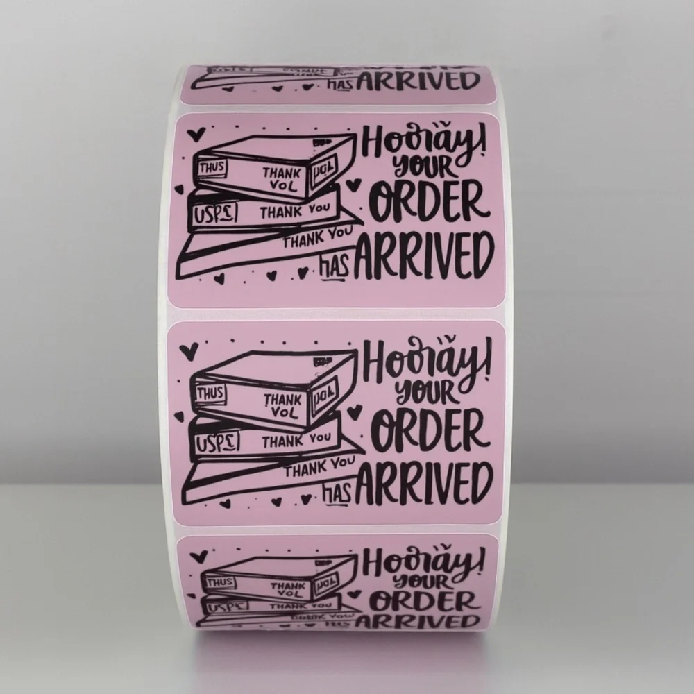 Hooray Your Order Has Arrived Stickers | Yellow Cute Packaging Labels